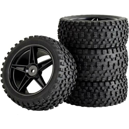 4PCS Rubber Tire Tyre Front & Rear for Tamiya TT-02B HSP HPI 1/10 Off-Road Buggy