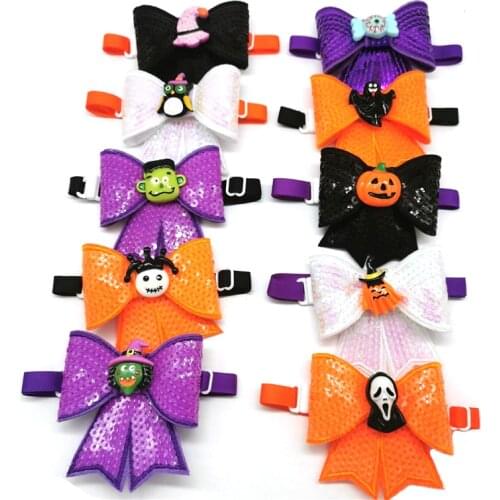 50/100pcs Halloween Dog Accessories Pumpkin Skull Pet Dog Bow Ties for Holiday Small Middle Dog Grooming Accessories Dog Supplie