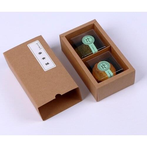 Free shipping 50 pcs 15.4x8.7x5.1cm Drawer type kraft paper 2 grid baking packing box,wedding DIY handmade biscuit packing box