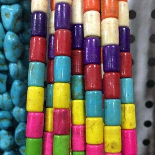 Free Shipping Fashion Jewelry 6x8mm Beautiful Multicolor Howlite Tuber Loose Beads 15" FG9040