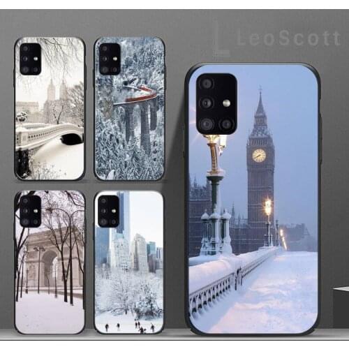 Winter New York Central Hard Phone Case For Samsung A32 A51 A52 A71 A50 A12 A21S S10 S20 S21 Plus Fe Ultra