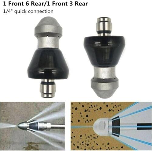 Cleaning Jetting Nozzle Rotary Spinning Drain Sewer Nozzle 1 Front 6 Rear and 3 Rear Cleaning Nozzle Household Tools TXTB1