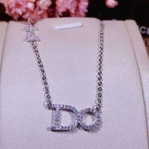 Pure 925 Sterling Silver Chain Necklaces Women I DO Pendant Necklace with Zirconia Wedding Party Accessories Fine Jewelry Collar