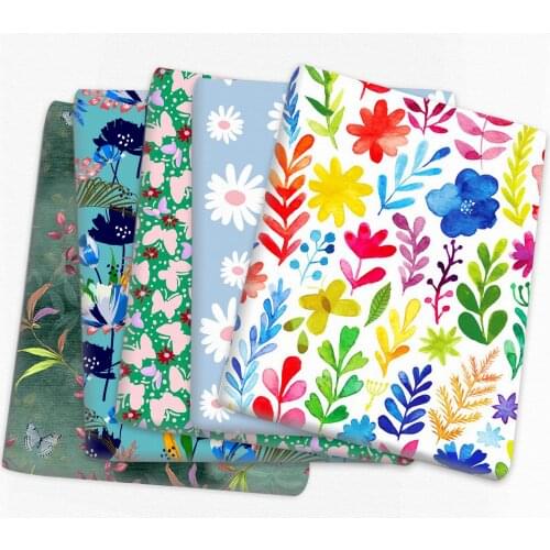 Flower Cotton Twill Fabric Polyester Cotton The Cloth DIY Sewing Quilting Material For Child,c14567