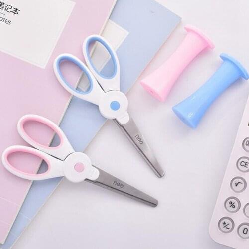DIY Rabbit Scissors Kids School Scissors Cutting Scissors Safety With Protective Cover Cartoon Paper Scrapbook Handmade Craft