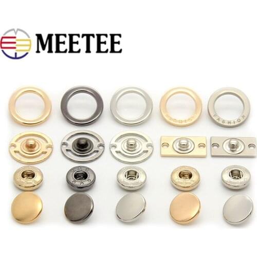 Meetee 5Pcs Round Hollow Combined Buttons Coat Fashion Metal Snap Button Press Studs Fastener DIY Garment Accessories D2-18