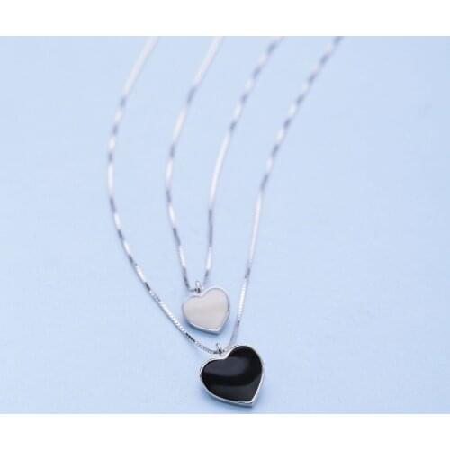 L&P 925 sterling silver heart pendant necklace with charms for womens long chains collar necklace choker lover gift CLN0190