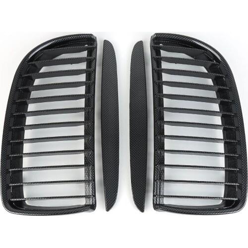 Liplasting 1 Pair Black Carbon Fiber Kidney Grille Replacement fits for BMW E90 3 Series Sedan Wagon 2005-2008