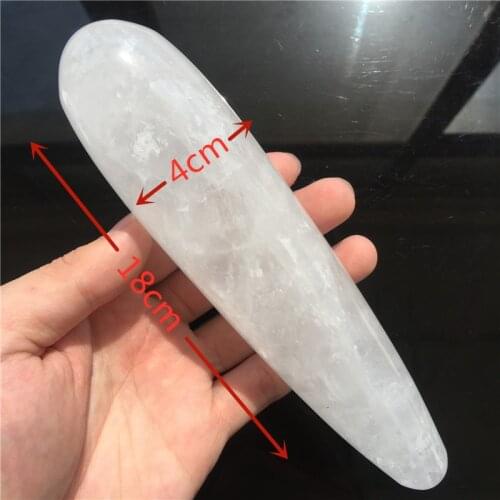 18cm Natural White quartz crystal wand hand carved massage stick healing crystal gemstone yoni wand