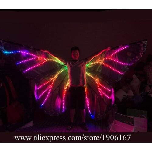 Fashion Colorful Led Luminous Butterfly Wings LED Light Up ISIS Wings Growing Stage Performance Cloak Ballroom Dance RGB Suit