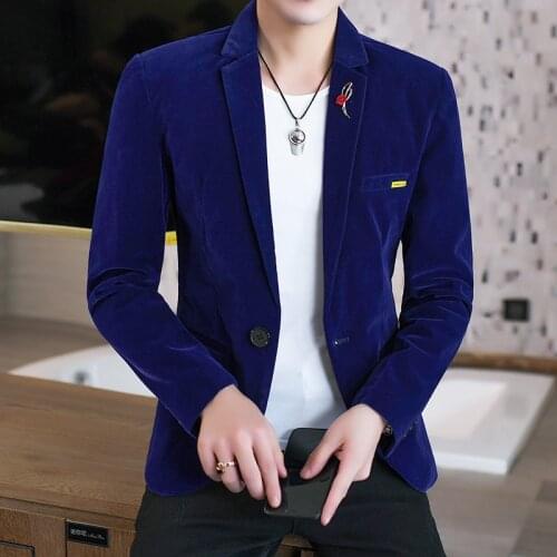 2022 Mens Autumn New Gold Velvet blazer Youth Slim Fit Handsome Trendy blazer