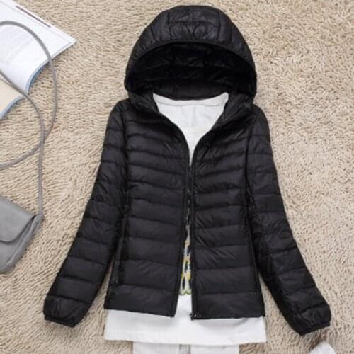 2019 new lightweight light down jacket women short Korean version of the large size Slim thin hooded Winter clothing A177