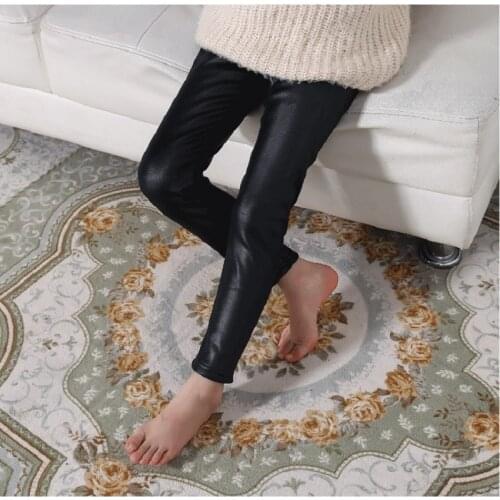 2020 New Winter Item Girl Pu Leather Pant Warm Trousers Four Colors 3-10 Years