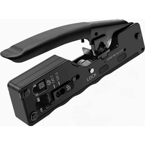 Ethernet cable EZ crimping tool for RJ45 RJ12 RJ11 network connector modular plug ZoeRax [Cat5 Cat6 Cat7 Pass Through Crimper]