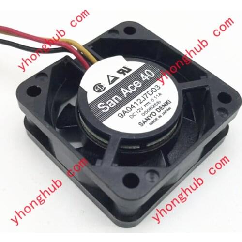 Sanyo Denki 9A0412J7D03 DC 12V 0.11A 3-wire 40x40x15mm Server Cooling Fan