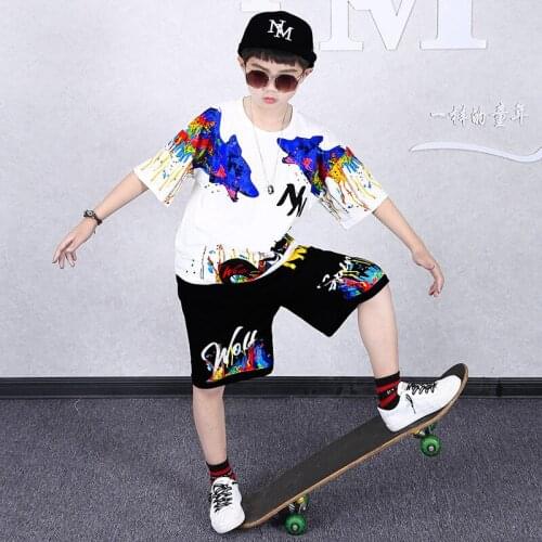4-14 Years Summer Boy Clothing Set 2021 New Fashion Casual Active T-shirt+ Pant Kid Children Boy Teenager Clothing
