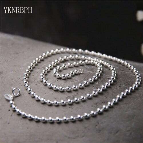 YKNRBPH S925 Sterling Silver Round Bead Chain 2-3MM Necklace Long Naked Chain Sweater Chain Pendant Accessories For unisex