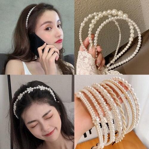 VKME Trendy luxurious Big pearl Headband for Women Bow Oversize Ball Hairband Fashion Hair Accessories Headwear