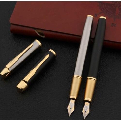High quality New 022 metal Fountain Pen matte black stainless steel 0.5mm Ink Pens Stationery School Office Supplies