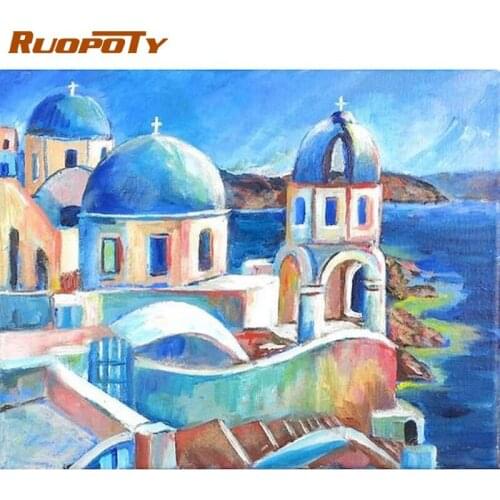RUOPOTY 60x75cm Frame Painting By Numbers Kits For Adults Children Lakes Mountain Landscape Picture By Number Home Decor Art