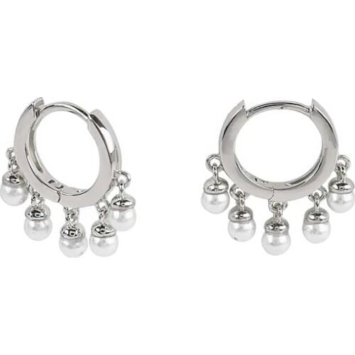 DARK DIAMOND-hoop white pearls in 925 sterling silver or 18K gold plated