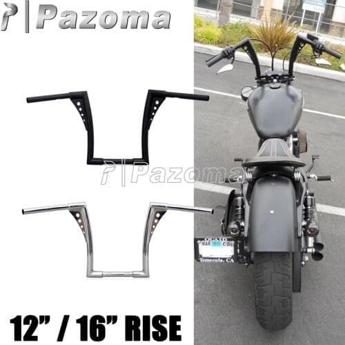 Motorbike APE Hanger Handlebar 12" 16" Rise Fat Bar Drag Z Bar Handle Control Bar for Harley Sportster XL FLST FXST Bobber Dyna