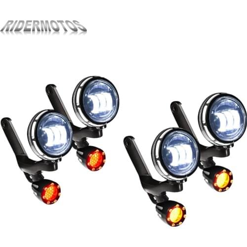 Motorcycle Burst LED Auxiliary Turn Signal Light w/ Bracket Amber/Red For Harley Touring Electra Street Glide Road King 96-2013