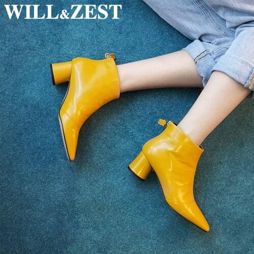 Will&Zest Boots Women Wool WomenS Winter Shoes Snow Boots Genuine Leather Adult Red Tube Pumps Shoe Gothic Heels Plush Footwear