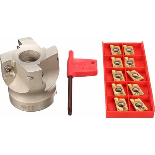 1Set 50mm BAP400R 50 22 4T+10pcs APMT1604 Inserts + T15 Wrench for Face End Mill Cutter head Precision shell Milling Tools