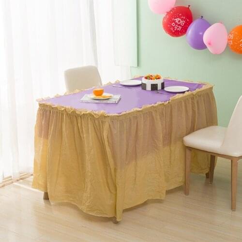 1pcs Disposable Table Skirt PEVA Table Skirting Rectangle Desk Table Skirts Wedding Party Table Cover Birthday Party Decoration