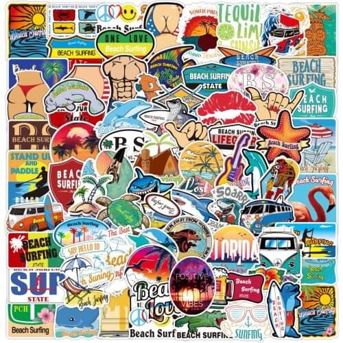 10/30/50PCS Summer Beach Holiday Fresh Graffiti Laptop Guitar Luggage Skateboard Bike Waterproof Sticker Wholesale