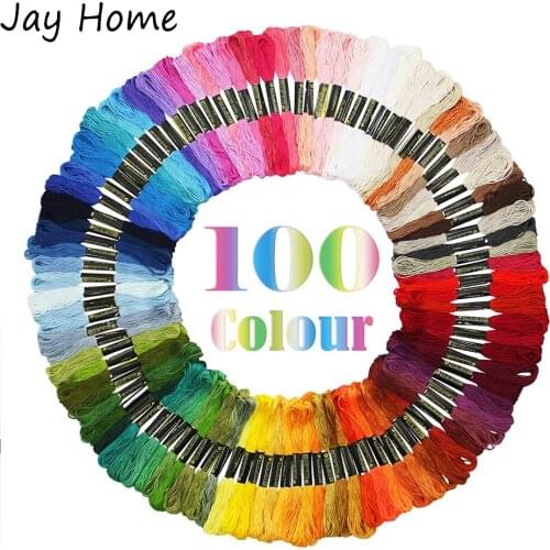 100 Skeins Embroidery Floss Friendship Bracelet String Cross Stitch Thread &15pcs Floss Bobbins DIY Handmade Craft Sewing Tools