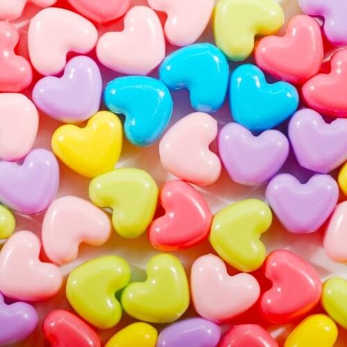 100pcs/pack 12mm Acrylic Beads Heart-shaped Mixed color Spacer Beads Jewelry making for Bracelet Necklace DIY