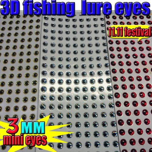 11.11 sales!!! fishing lure eyes size:3MM , choose color of red gold sliver 1000pcs/lot