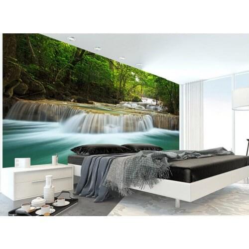 3d wallpaper photo wall murals wallpaper Forest waterfall landscape backdrop wall 3d wallpaper painting wallpaper