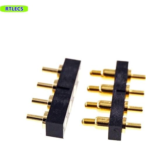 5 Pairs Spring-Loaded header Contact Pad 2.54 mm Strip Through Hole High Current 2A 36V Male Female Pogo Pin Connector 4 Pin