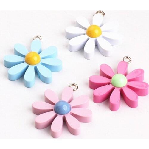 6pcs Diy Handmade Jewelry Accessories Resin Simple Fresh Flowers Daisy with Hanging Earrings Materialpendant Pendant Base