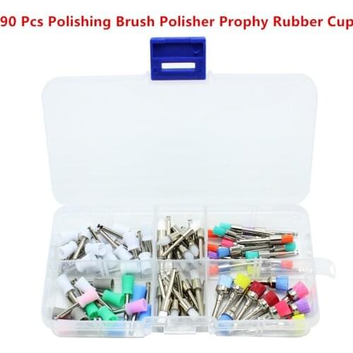 90Pcs/set Dental Polisher Tool Kit Dental Polishing Brush Polisher Prophy Rubber Cup Latch Colorful Nylon Dentist Tool