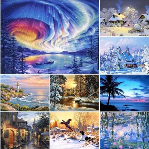 5D DIY Diamond Painting Landscape Winter Art Picture Cross Stitch Kit Handmade Hobby Full Drill Embroidery Rhinestone Home Decor