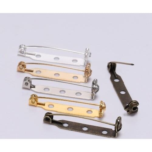 50pcs 20/25/32/38 mm Bar Pins Brooch Base Backs Safety Clasp Badge Holder Finding Safe Lock Brooch Pins For DIY Jewelry Making