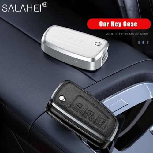 Aluminum Alloy+Leather Car Key Case Cover For Nissan Qashqai J11 X-trail Murano Maxima Tiida Altima Quest Juke Geniss Keychain
