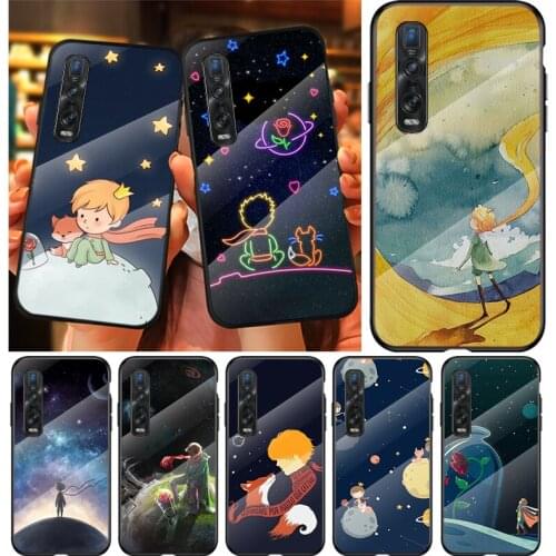 Tempered Glass Cover Cute little prince For OPPO A9 2020 A52 Find X2 Lite Realme 7 7i 6 5 Pro C3 XT Shockproof Phone Case