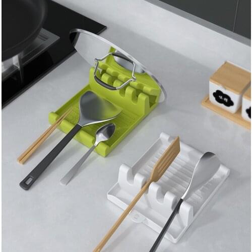Spoon Holders Fork Spatula Rack Shelf Organizer Plastic Spoon Rest Chopsticks Holder Non-slip Spoons Pad Kitchen Utensil