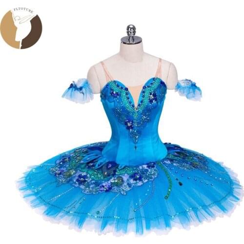 FLTOTURE Classical Ballet Pancake Tutu Blue Bird Costumes Ballet Nutcracker Tutus Ballerina Custom Made Platter Blue Skirts