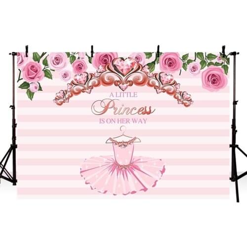 Photography Backdrops Newborn Birthday Floral Dress Diamond Pink Decoration Banner Congratulation Background Parties Printed
