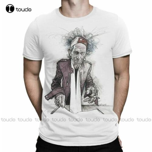Keith Richards Art T-Shirt Mens Womens All Sizes Funny Black Cotton Tee Gift Men Grandma Shirt