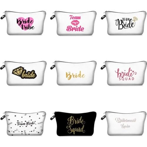 5 10Pcs Team Bride To Be Cosmetic Bag Bridal Shower Decor Weeding Decoration for Bachelorette Hen Party Wedding Party Decoration