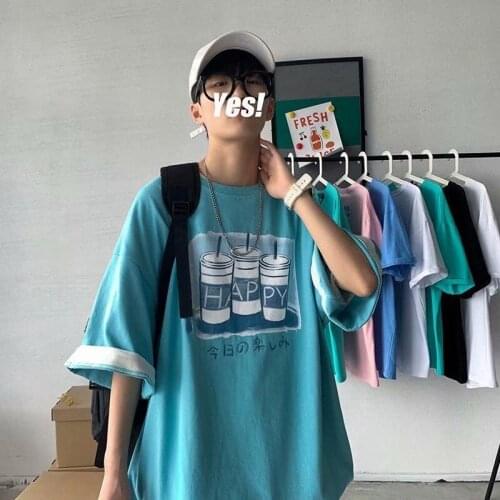 Summer Alternative Japan Clothing Harajuku Loose Party Punk Tops Black White Boys Holiday Printed Tshirt Women Tee Clothing