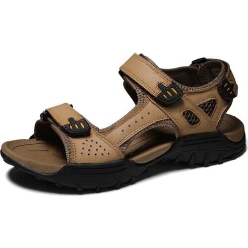 Jumpmore Outdoor Shoes Men Cow Leather Breathable Mens Sandals Summer Hiking Shoes Size 38-46