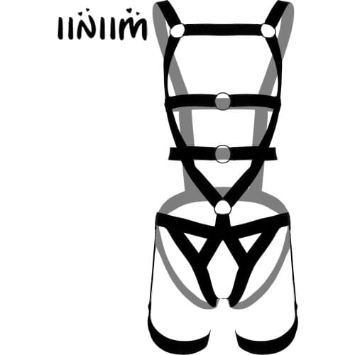 Harness Mens Lingerie Bodysuit with Leg Ring Body Shoulder Chest Elastic Harness Belt Double Shoulder Straps Night Club Costume